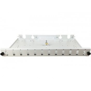 Alantec FOP-1U-12SCD-S 12xSC-Duplex-19-Zoll-1U-Glasfaser-Verteilerfeld, ausziehbar, mit Frontblende und Montagezubehör