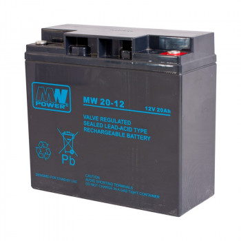 MPL Power Elektro MW Power MW 20-12 USV-Batterie, Blei-Säure AGM, wartungsfrei, 12 V 20 Ah, schwarz