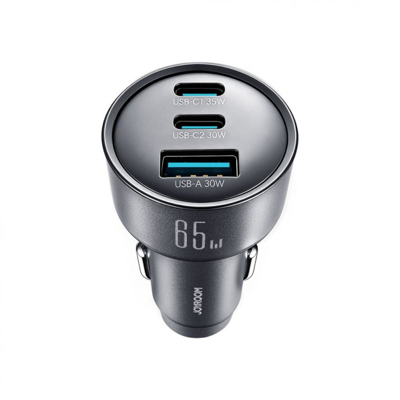 Joyroom JR-CCN19 Kfz-Ladegerät, 65 W, 2x USB-C + USB-A, dunkelgrau