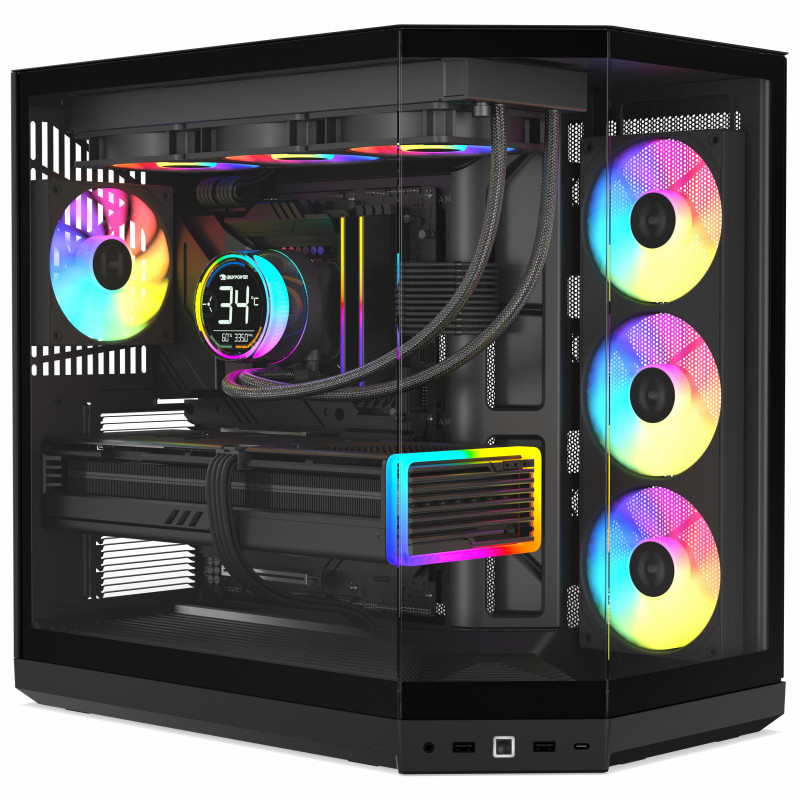 HYTE Y50 Pitch Black PC-Gehäuse, gehärtetes Glas x 3