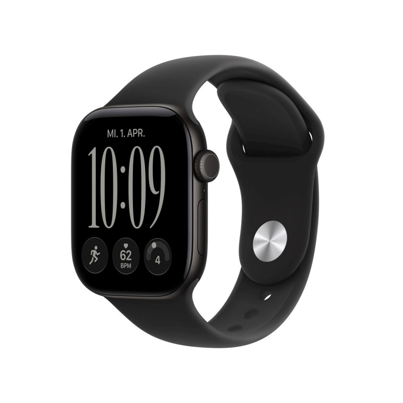 Apple Watch Series 12 GPS + Cellular 42 mm Smartwatch, Aluminiumgehäuse in Schwarz, Sportarmband in Schwarz, M/L, MJG14ZR/A