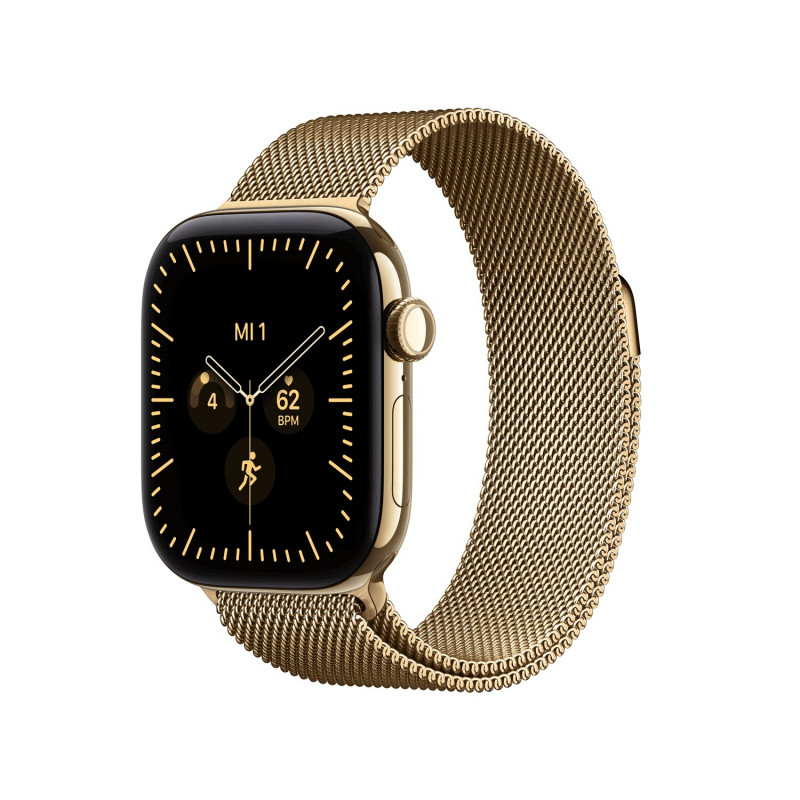 Apple Watch Series 12 GPS + Cellular 42 mm, Titangehäuse in Brillantgold, Milanaise Armband in Brillantgold