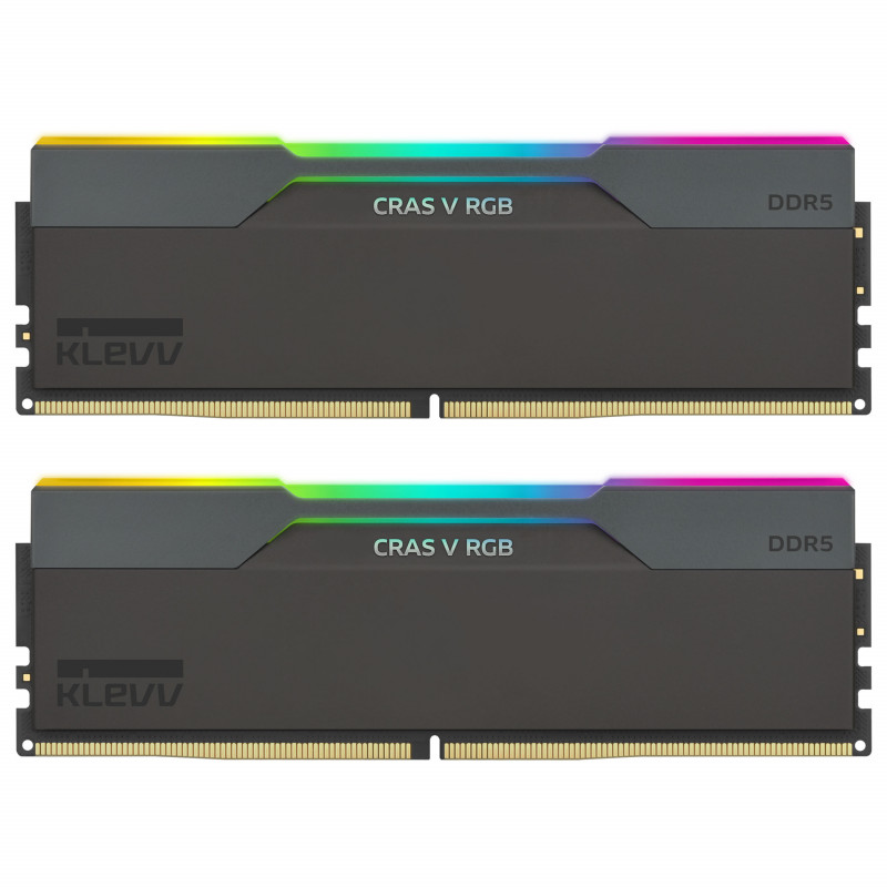 Klevv Cras V RGB KD5AGUA80-64B300G DDR5-6400 CL30 32-GB-Speicherkit (2 x 16 GB), schwarz