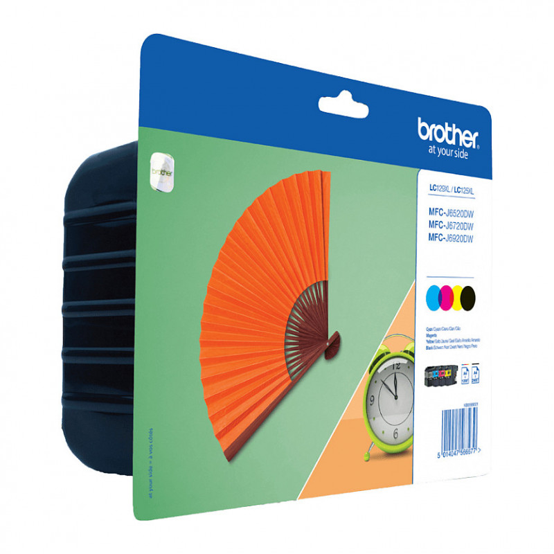 Brother LC129XLVALBP Tintenpatronen-Value-Pack (4 Stück), Schwarz, Cyan, Magenta, Gelb, Blisterverpackung