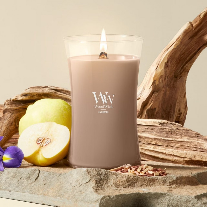 WoodWick Cashmere große Kerze, 610 g, braun
