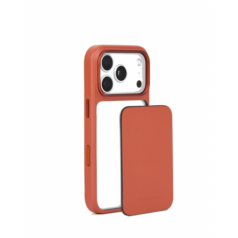 Mujjo Troubadour modulare Lederhülle für Apple iPhone 18 Pro / 17 Pro, MagSafe, terrakotta