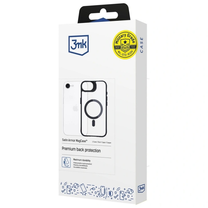 3MK Satin Armor MagCase Hülle für Apple iPhone 17e / 16e, transparent