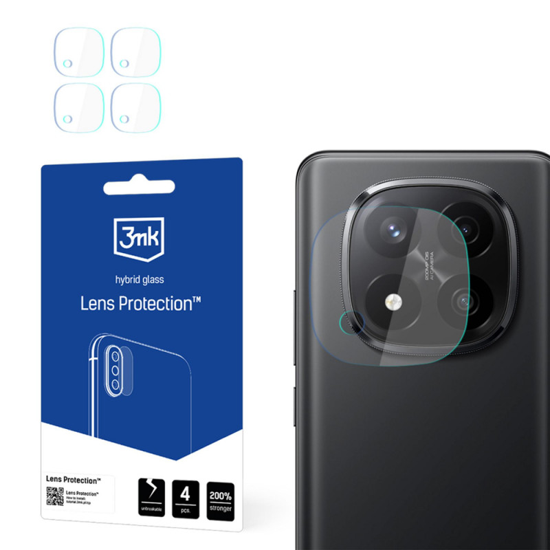 3MK Lens Protection Hybridglas Kameraobjektivschutz für Xiaomi Redmi Note 14 Pro+ (4 Stück)