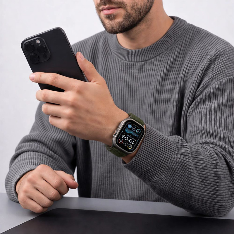Tech-Protect Nylon Sport Armband für Apple Watch 44/45/46/49 mm, Dunkelgrün