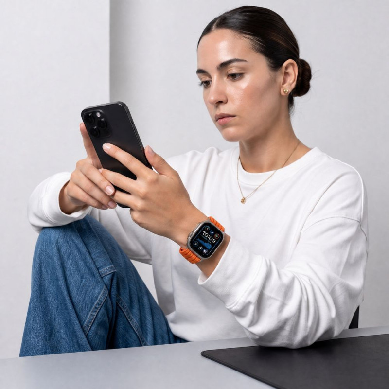 Tech-Protect Nylon Sport Armband für Apple Watch 44/45/46/49 mm, Orange