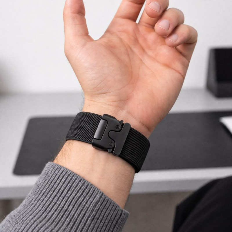 Tech-Protect Nylon Clasp Uhrenarmband für Samsung Galaxy Watch Ultra 1 / 2 2024-2026 47 mm, Schwarz