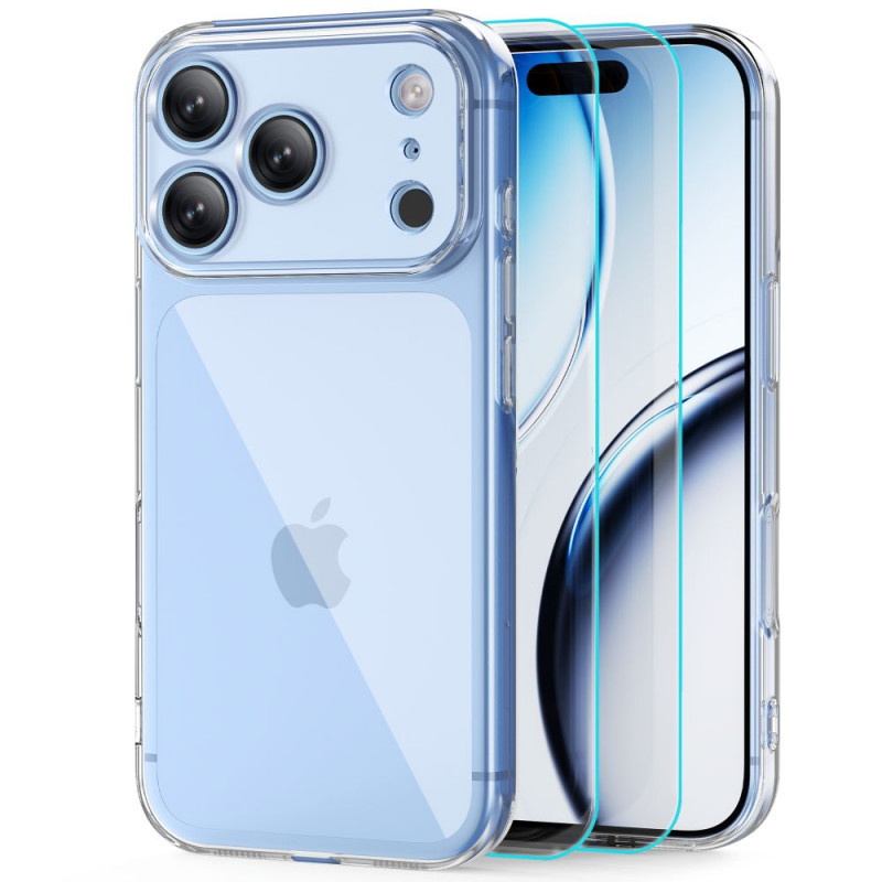 Tech-Protect FlexAir + Glass Hülle mit Schutzglas (2 Stk.) für Apple iPhone 17 Pro / 18 Pro, transparent