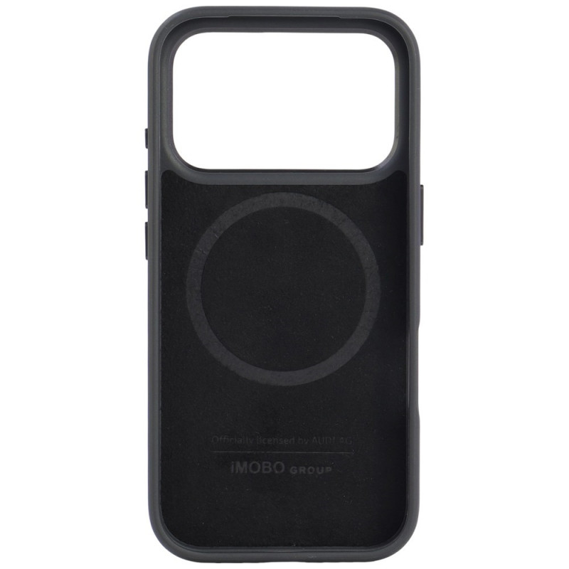 Audi R8 Genuine Leather MagSafe Hülle aus echtem Leder für iPhone 18 Pro / 17 Pro, schwarz-rot (AUDI000239)