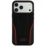 Audi R8 Genuine Leather MagSafe Hülle aus echtem Leder für iPhone 18 Pro Max / 17 Pro Max, schwarz-rot (AUDI000240)