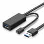 UGREEN US175 USB-3.0-Verlängerungskabel mit Micro-USB-Stromanschluss, 5 m, Schwarz