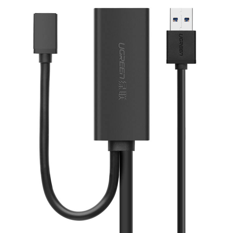 UGREEN US175 USB-3.0-Verlängerungskabel mit Micro-USB-Stromanschluss, 5 m, Schwarz