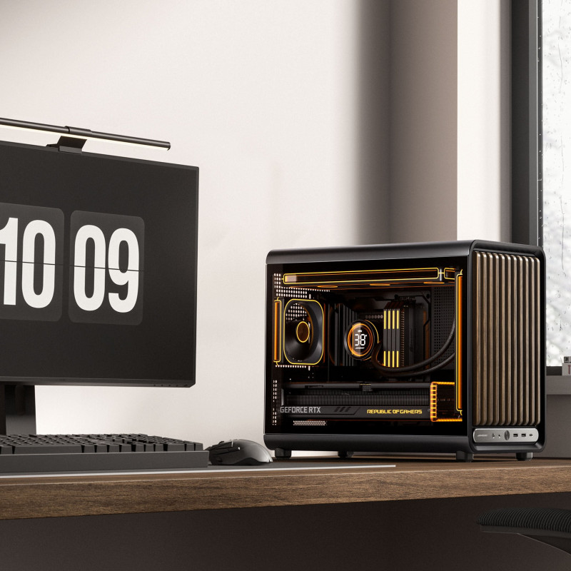 Jonsbo D33 Wood PC-Gehäuse, Micro-ATX-Gehäuse, mATX, Tempered Glass, schwarz, Holz