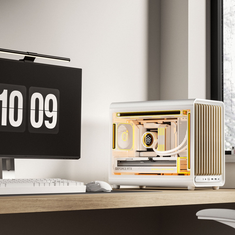 Jonsbo D33 Wood PC-Gehäuse, Mini-Gehäuse, mATX, Tempered Glass, weiß, Holz (D33 WD/WHITE)