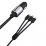 Dudao R5ProN Kfz-Ladegerät mit integriertem 3-in-1-Kabel (Lightning / USB-C / Micro-USB), 3,4 A, 1 m, schwarz