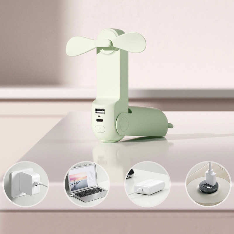 Jisulife Life8 Plus (Handheld Fan) tragbarer Ventilator mit Powerbank-Funktion und Taschenlampe, 4500 mAh, USB-C, grün