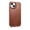 iCarer CE Oil Wax Premium Leather Folio Case magnetische Klapphülle für iPhone 14 Plus, MagSafe, braun (AKI14220707-BN)