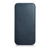 iCarer CE Oil Wax Premium Leather Folio Case magnetische Klapphülle für iPhone 14 Plus, MagSafe, blau (AKI14220707-BU)