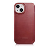 iCarer CE Oil Wax Premium Leather Folio Case magnetische Klapphülle für iPhone 14 Plus, MagSafe, rot (AKI14220707-RD)