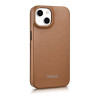 iCarer CE Premium Leather Folio Case magnetische Klapphülle für iPhone 14 Plus, MagSafe, braun (WMI14220715-BN)