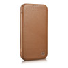 iCarer CE Premium Leather Folio Case magnetische Klapphülle für iPhone 14 Plus, MagSafe, braun (WMI14220715-BN)