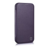 iCarer CE Premium Leather Folio Case magnetische Klapphülle für iPhone 14 Plus, MagSafe, dunkelviolett (WMI14220715-DP)