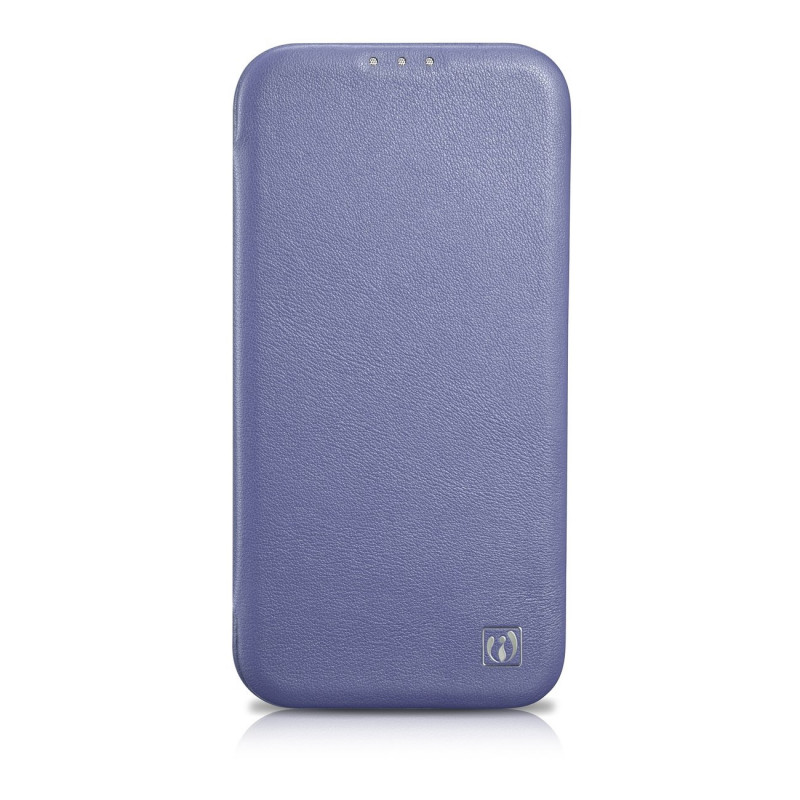 iCarer CE Premium Leather Folio Case Lederhülle für Apple iPhone 14 Plus / 15 Plus, MagSafe, hellviolett (ICR413)