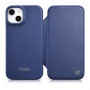 iCarer CE Premium Leather Folio Case magnetische Klapphülle für iPhone 14 Plus, MagSafe, blau (WMI14220715-BU)