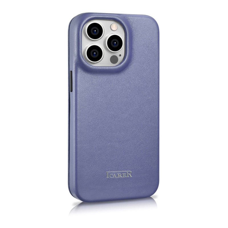 iCarer CE Premium Leather Folio Case Lederhülle für Apple iPhone 14 Pro Max, MagSafe, hellviolett (ICR419)