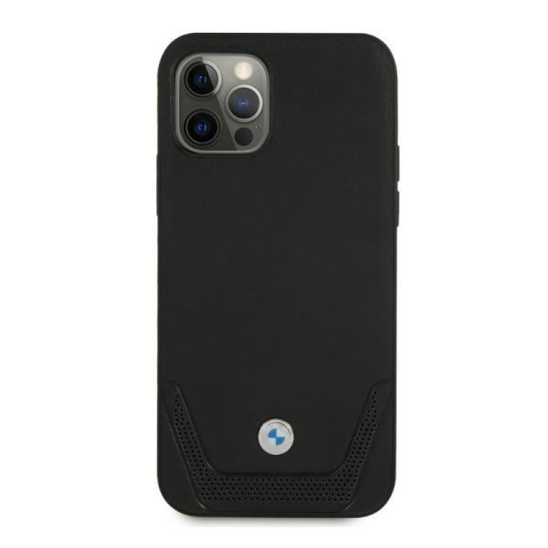 BMW BMHCP12LRSWPK Perforate Leder-Hardcase für Apple iPhone 12 Pro Max, schwarz
