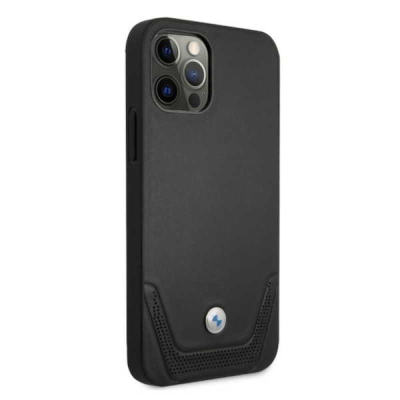 BMW BMHCP12LRSWPK Perforate Leder-Hardcase für Apple iPhone 12 Pro Max, schwarz