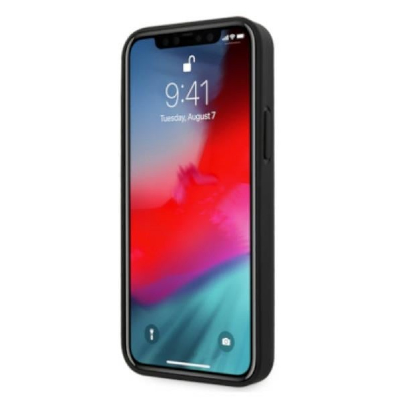 BMW BMHCP12LRSWPK Perforate Leder-Hardcase für Apple iPhone 12 Pro Max, schwarz
