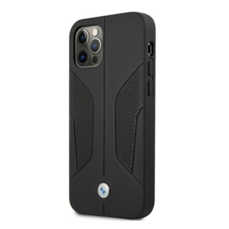 BMW BMHCP12LRSCSK Perforate Sides Leder-Hardcase für Apple iPhone 12 Pro Max, schwarz