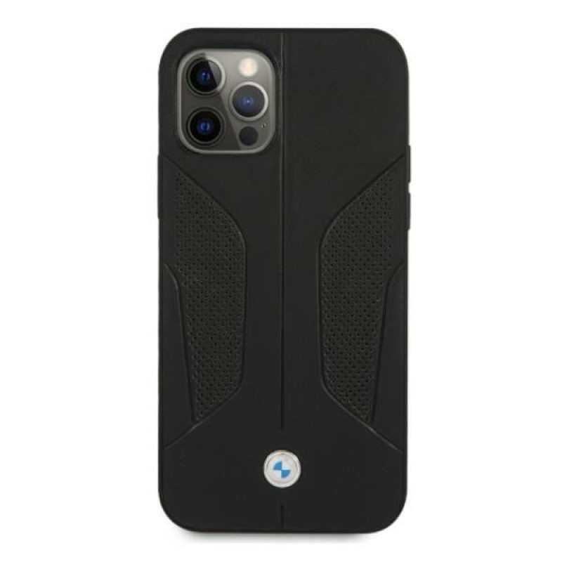 BMW BMHCP12LRSCSK Perforate Sides Leder-Hardcase für Apple iPhone 12 Pro Max, schwarz