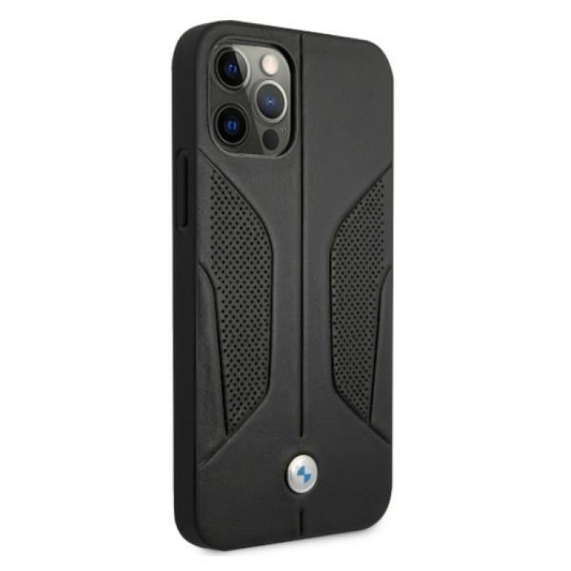 BMW BMHCP12LRSCSK Perforate Sides Leder-Hardcase für Apple iPhone 12 Pro Max, schwarz