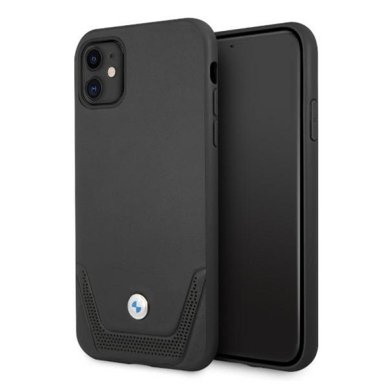 BMW BMHCN61RSWPK Leather Perforate Hardcase für Apple iPhone 11, schwarz