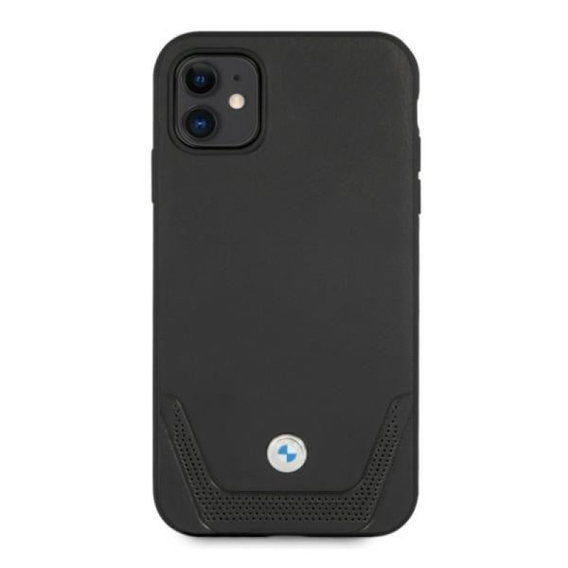 BMW BMHCN61RSWPK Leather Perforate Hardcase für Apple iPhone 11, schwarz