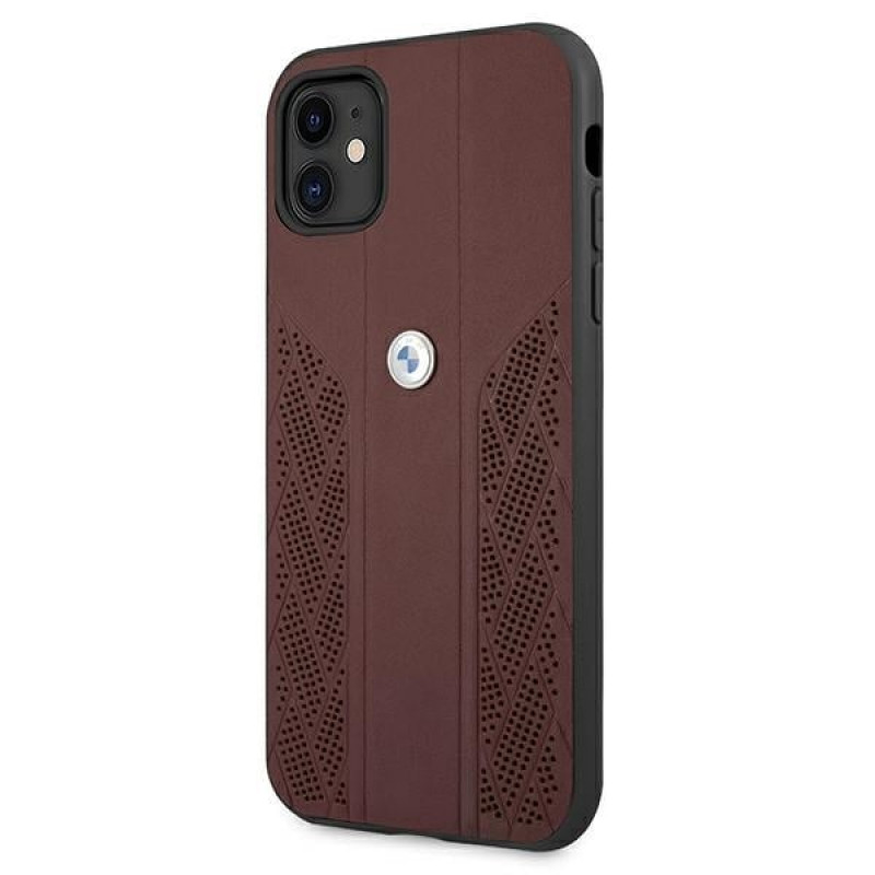 BMW BMHCN61RSPPR Leather Curve Perforate Hardcase für Apple iPhone 11, rot