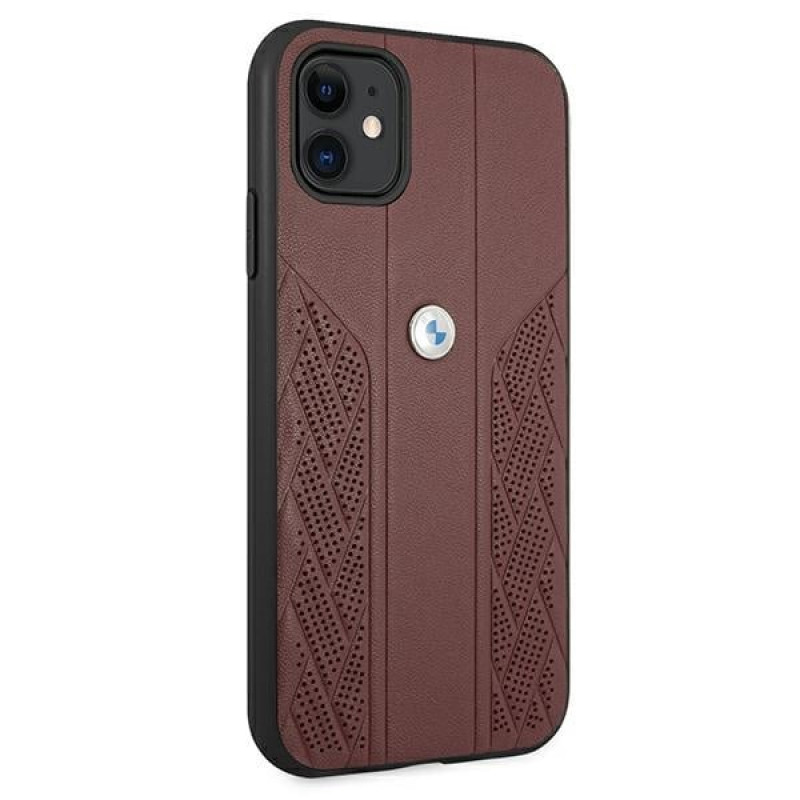 BMW BMHCN61RSPPR Leather Curve Perforate Hardcase für Apple iPhone 11, rot