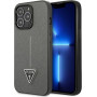 Guess GUHCP13LPSATLG Hardcase-Hülle für Apple iPhone 13 Pro, Saffiano Triangle Logo, silber