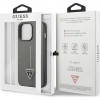 Guess GUHCP13LPSATLG Hardcase-Hülle für Apple iPhone 13 Pro, Saffiano Triangle Logo, silber
