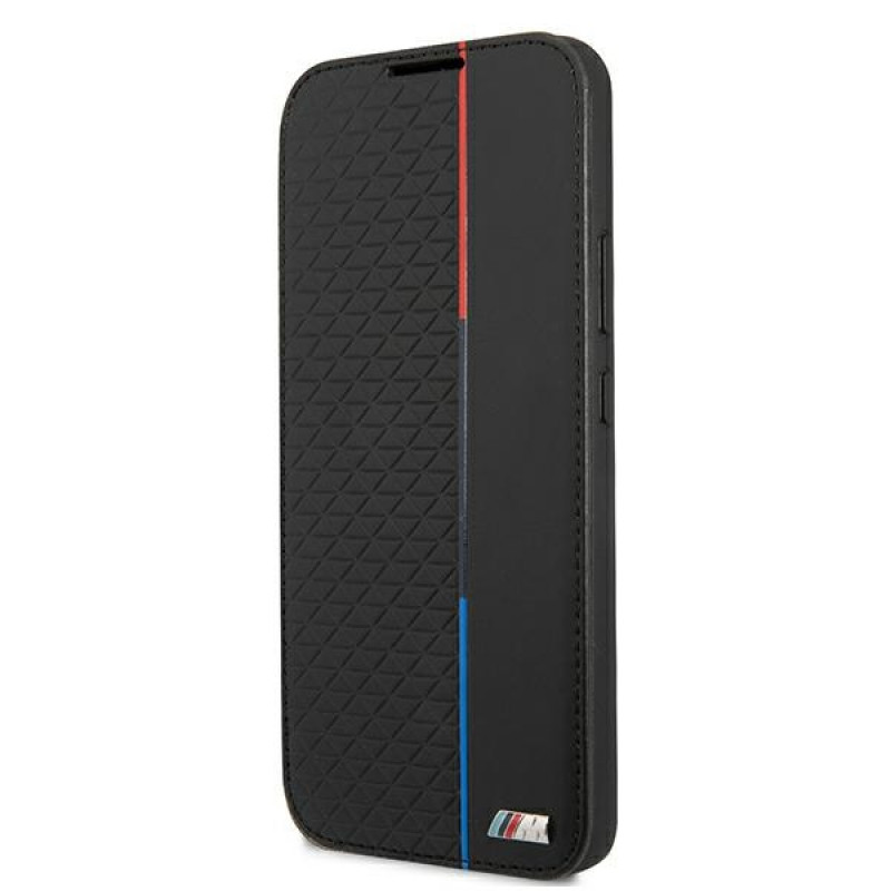 BMW BMBKS22MTRTBK Bookcase-Hülle für Samsung Galaxy S22+, M Collection Triangles, schwarz