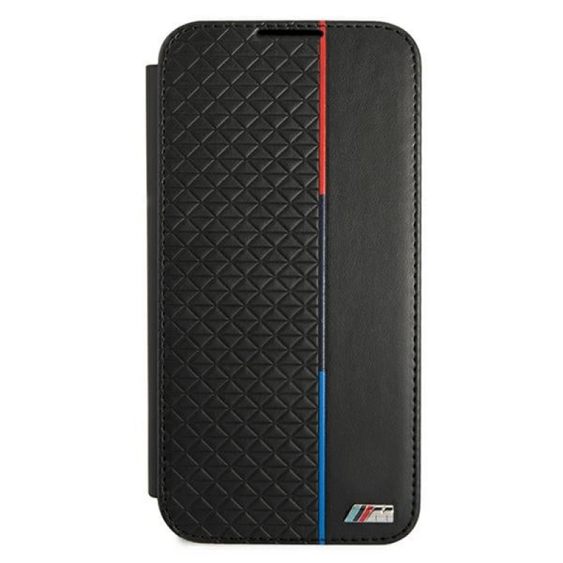 BMW BMBKS22MTRTBK Bookcase-Hülle für Samsung Galaxy S22+, M Collection Triangles, schwarz