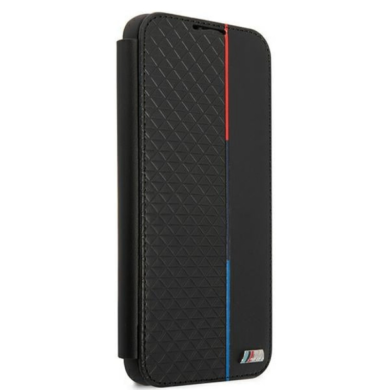 BMW BMBKS22MTRTBK Bookcase-Hülle für Samsung Galaxy S22+, M Collection Triangles, schwarz