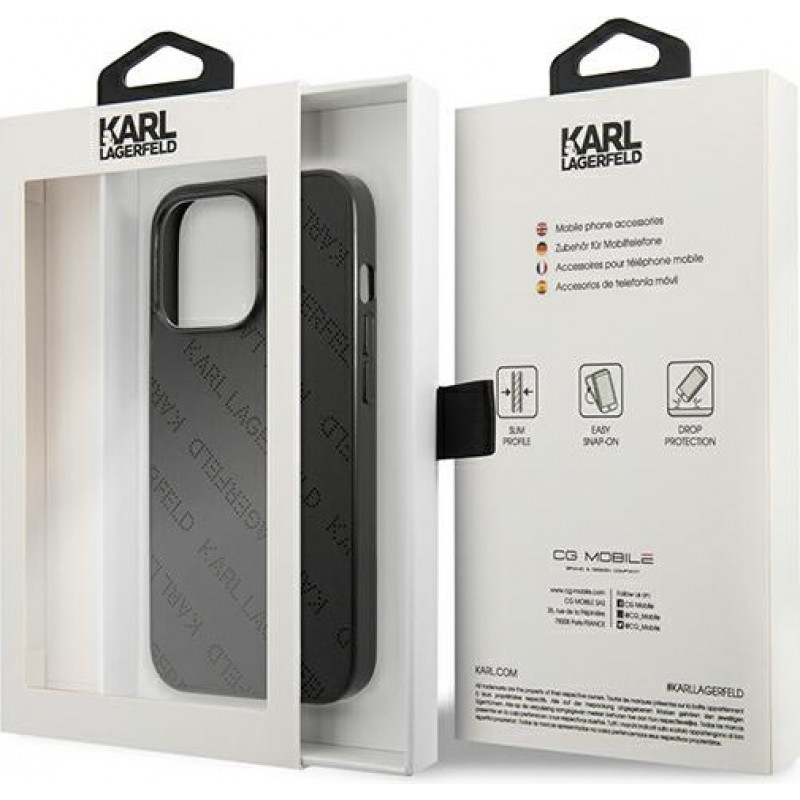 Karl Lagerfeld KLHCP13LPTLK Hardcase-Hülle für Apple iPhone 13 Pro, Perforated Allover, schwarz