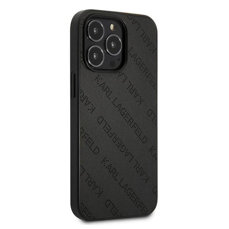 Karl Lagerfeld KLHCP13LPTLK Hardcase-Hülle für Apple iPhone 13 Pro, Perforated Allover, schwarz